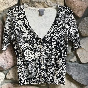 Ann Taylor Black & Cream cardigan sweater